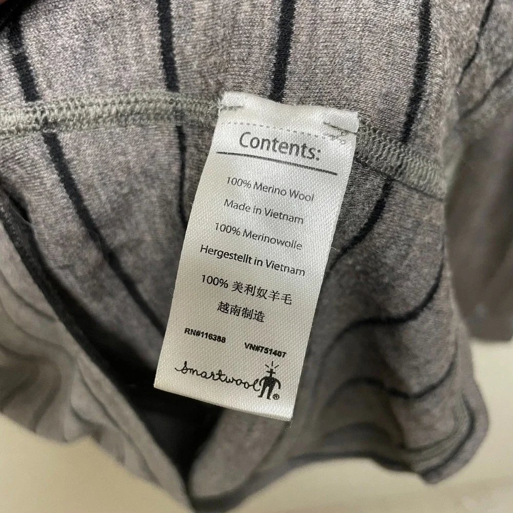 Smartwool Mens Pullover Sweater Gray‎ Striped Merino Wool Half Zip Long Sleeve M